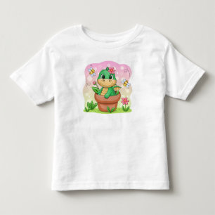 Schattigee cartoon groene draak in de bloempot kinder shirts