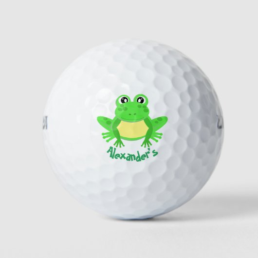 Schattigee Cartoon Groene Kawaii Kikker Golfballen (Voorkant)