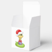 Schattigee cartoon groene slang met cadeau. bedankdoosjes (Geopend)
