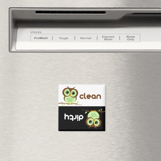 Schattigee Cartoon groene uil Magneet (Insitu (Vaatwasser))