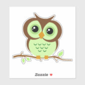 Schattigee Cartoon groene uil Sticker (Vel)