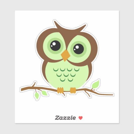 Schattigee Cartoon groene uil Sticker (Vel)