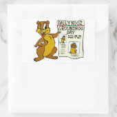 Schattigee Cartoon Groundhog w/ Groundhog Day Newp Rechthoekige Sticker (Tas)