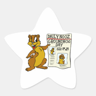 Schattigee Cartoon Groundhog w/ Groundhog Day Newp Ster Sticker