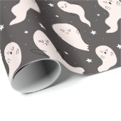 Schattigee Cartoon Halloween Ghost Drawing Zwart W Cadeaupapier (Rol Hoek)