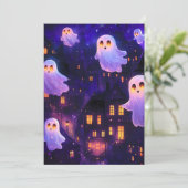 Schattigee Cartoon Halloween Midnight Flying Ghost Aankondiging (Staand voorkant)