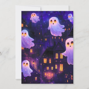 Schattigee Cartoon Halloween Midnight Flying Ghost Aankondiging
