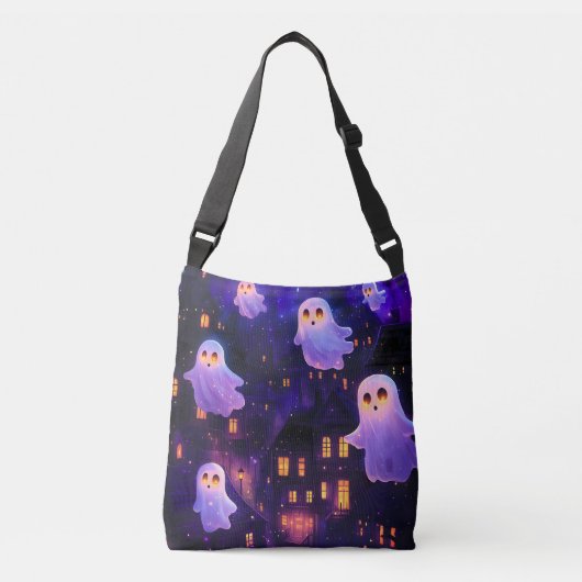 Schattigee Cartoon Halloween Midnight Flying Ghost Crossbody Tas (Voorkant)