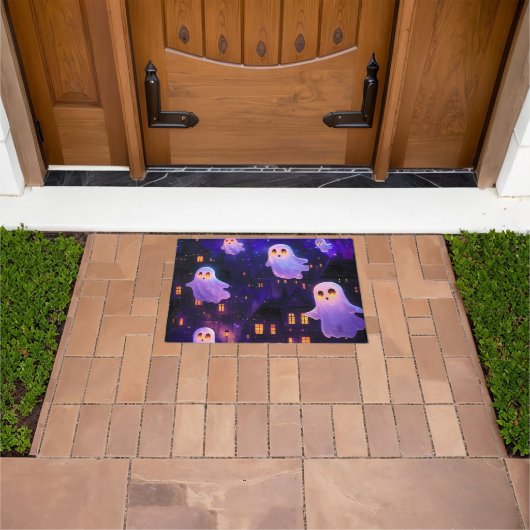Schattigee Cartoon Halloween Midnight Flying Ghost Deurmat (Buiten)