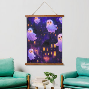 Schattigee Cartoon Halloween Midnight Flying Ghost Hangend Wandkleed