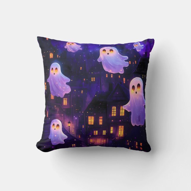 Schattigee Cartoon Halloween Midnight Flying Ghost Kussen (Voorkant)