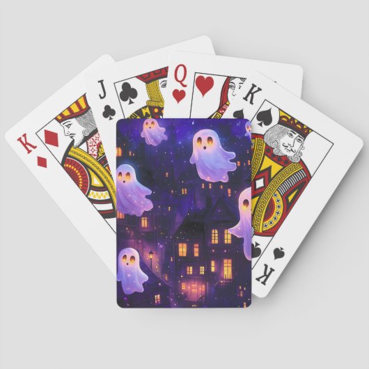 Schattigee Cartoon Halloween Midnight Flying Ghost Pokerkaarten (Achterkant)
