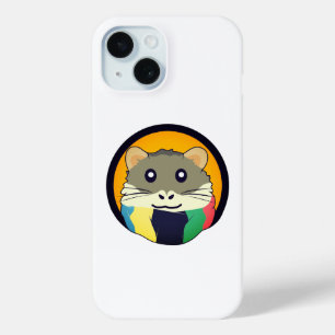 Schattigee cartoon hamster met een veelkleurige sj iPhone 15 case