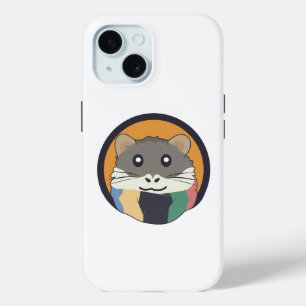 Schattigee cartoon hamster met een veelkleurige sj iPhone 15 case