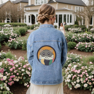 Schattigee cartoon hamster met een veelkleurige sj denim jacket