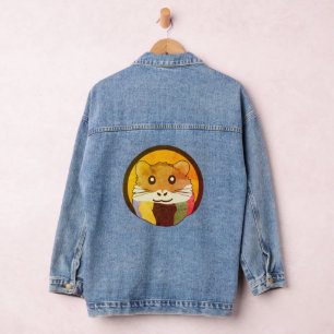 Schattigee cartoon hamster met een veelkleurige sj denim jacket