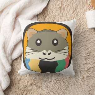 Schattigee cartoon hamster met een veelkleurige sj kussen