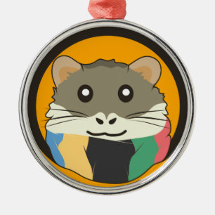 Schattigee cartoon hamster met een veelkleurige sj metalen ornament