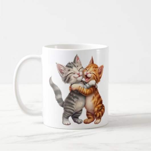 Schattigee Cartoon Happy Cats knuffel Koffiemok (Links)