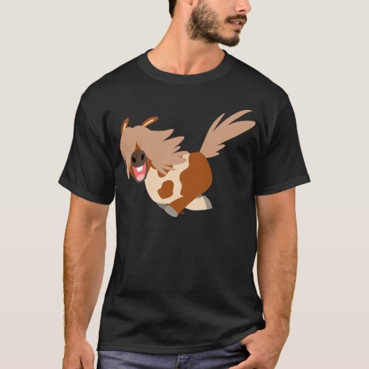 Schattigee Cartoon Happy Pinto Pony T-Shirt (Voorkant)