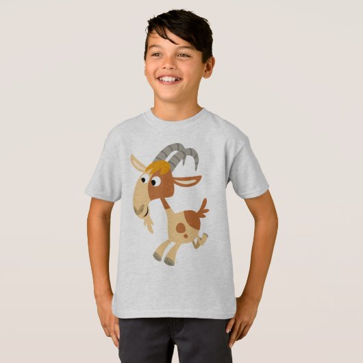 Schattigee Cartoon Hardlopen Geit Kinderen T-shirt (Voorkant volledig)