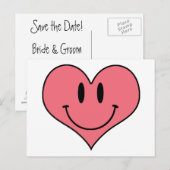 Schattigee Cartoon Hart Smilie Save the Date! Aankondigingskaart (Voorkant / Achterkant)