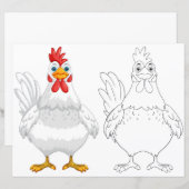 Schattigee cartoon hen kleurplaat (Voorkant / Achterkant)