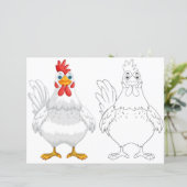 Schattigee cartoon hen kleurplaat (Staand voorkant)