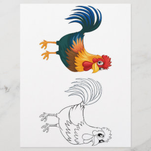 Schattigee Cartoon hen kleurplaat Flyer
