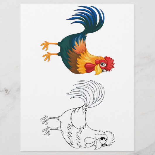 Schattigee Cartoon hen kleurplaat Flyer (Voorkant)