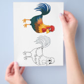 Schattigee Cartoon hen kleurplaat Flyer (Hand)