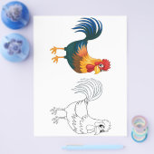 Schattigee Cartoon hen kleurplaat Flyer (Enkel)