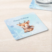 Schattigee Cartoon herten in de sneeuw Kartonnen Onderzetters (Schuin)