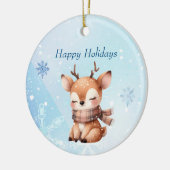 Schattigee Cartoon herten in de sneeuw Keramisch Ornament (Links)
