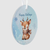 Schattigee Cartoon herten in de sneeuw Ornament (voorkant)