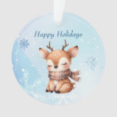 Schattigee Cartoon herten in de sneeuw Ornament (voorkant)