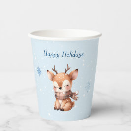 Schattigee Cartoon herten in de sneeuw Papieren Bekers