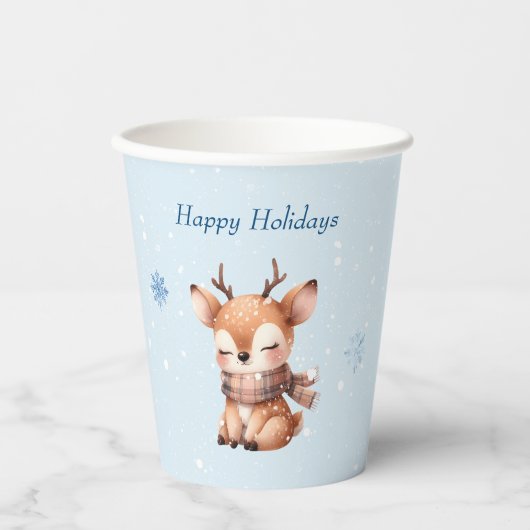 Schattigee Cartoon herten in de sneeuw Papieren Bekers (Voorkant)