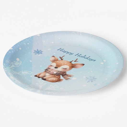 Schattigee Cartoon herten in de sneeuw Papieren Bordje (Gekanteld)