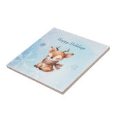 Schattigee Cartoon herten in de sneeuw Tegeltje (Zijkant)