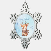 Schattigee Cartoon herten in de sneeuw Tin Sneeuwvlok Ornament (Rechts)