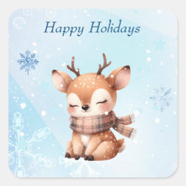 Schattigee Cartoon herten in de sneeuw Vierkante Sticker