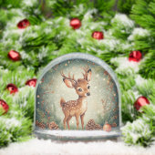 Schattigee Cartoon herten in feestelijke krans Sneeuwbol (Kerstmis)