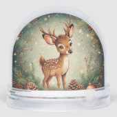 Schattigee Cartoon herten in feestelijke krans Sneeuwbol (Achterkant)