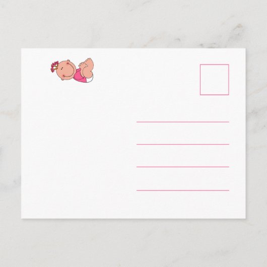 Schattigee Cartoon Het is een meisje tekst in felr Uitnodiging Briefkaart (Achterkant)