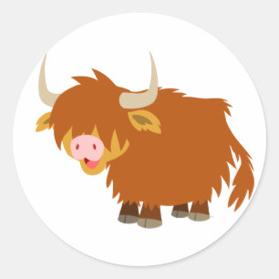 Schattigee Cartoon Highland Koe Sticker