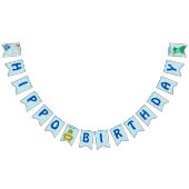 Schattigee Cartoon Hippo Vieren Verjaardag Vlaggetjes (Alle)