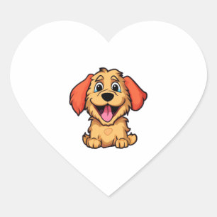 Schattigee cartoon hond 3 hart sticker