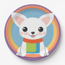 Schattigee cartoon hond illustratie papieren bordje