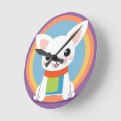 Schattigee cartoon hond illustratie ronde klok (Hoek)